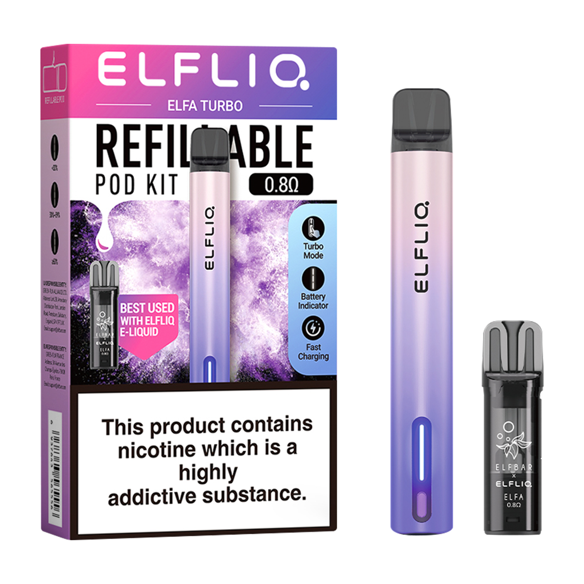 Elfliq Elfa Turbo Pod Kit | Refillable Pod Kit | MTL Vape Shop Elfliq Elfa Turbo Pod Kit | Refillable Pod Kit | MTL Vape Shop