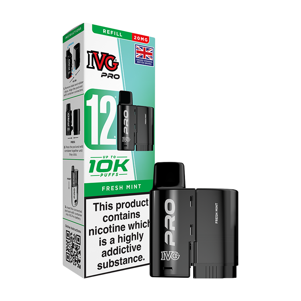 Fresh Mint IVG Pro 12 Refill Pack | Prefilled Pods