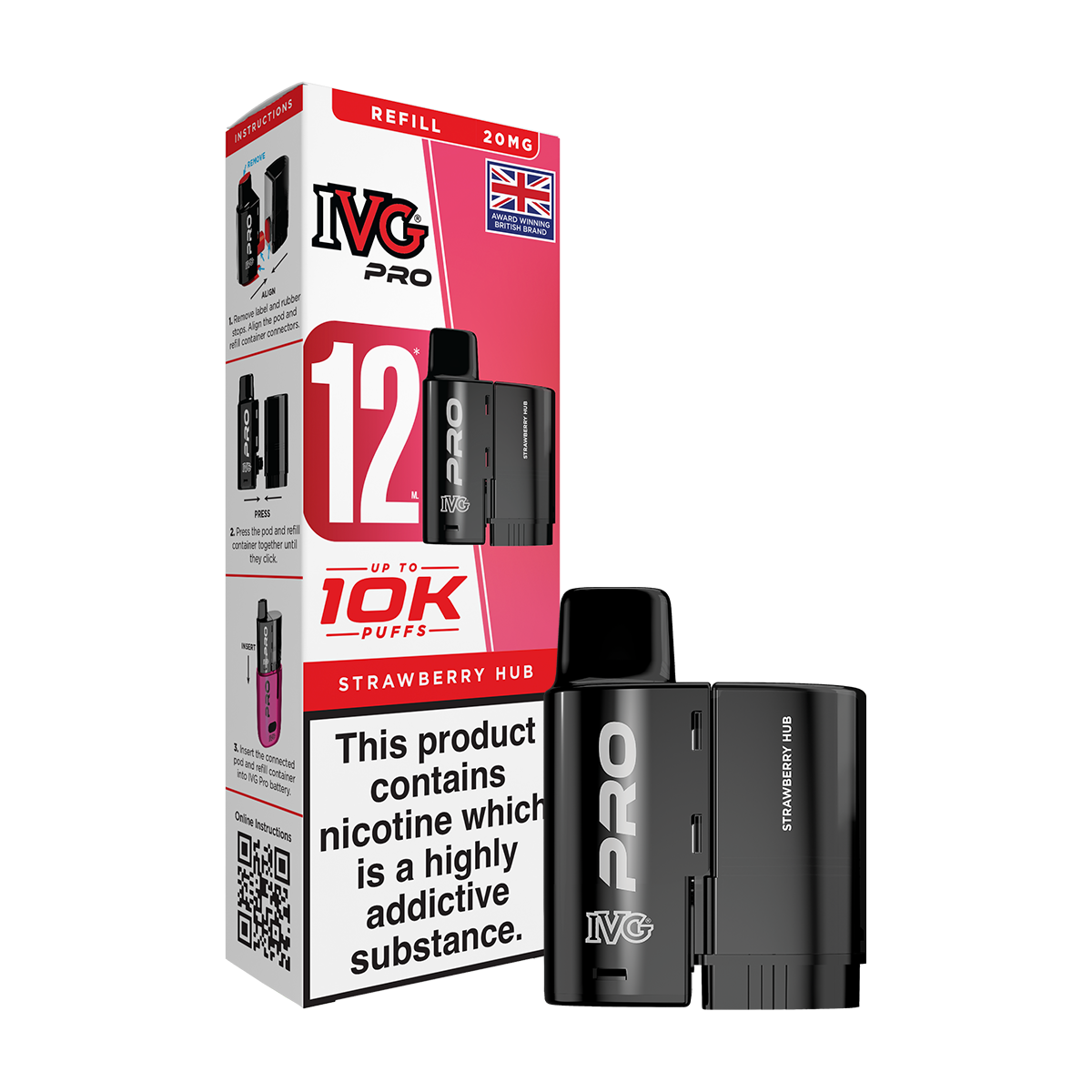 Strawberry Hub IVG Pro 12 Refill Pack | 10K Puffs Vape Shop Strawberry Hub IVG Pro 12 Refill Pack | 10K Puffs Vape Shop