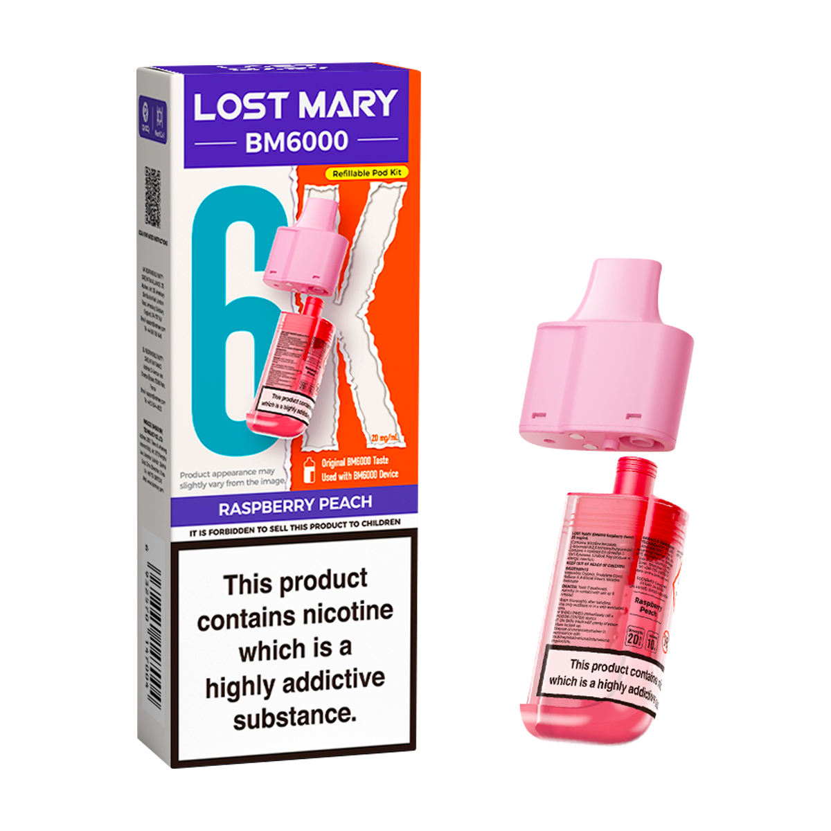 Raspberry Peach Lost Mary BM6000 Refill Pack Vape Shop Raspberry Peach Lost Mary BM6000 Refill Pack Vape Shop