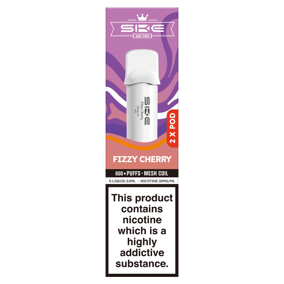 how many puffs of a vape is safe SKE Crystal CL6000 Prefilled Pod Vape Kit- 2ml Pod + 10ml Refill, MTL Vape,  20mg main image 0