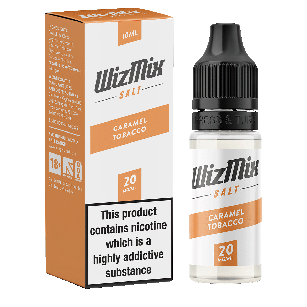 Wizmix Salt Caramel Tobacco - 10ml  Vape Shop