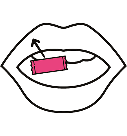 Step 2: Place the pouch under your upper lip, against your gum.
