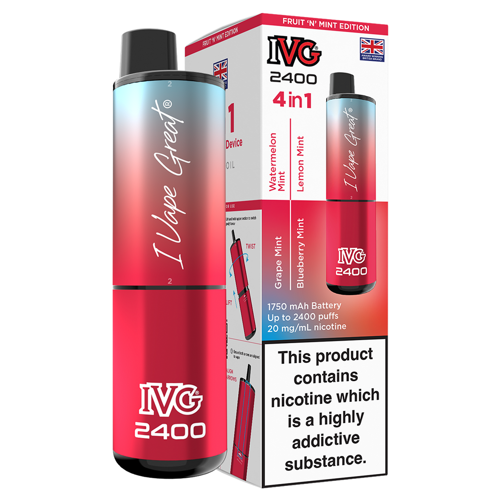 IVG 2400 Rechargeable Vape Kit fruit and mint