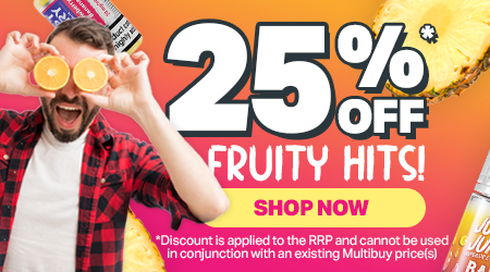 25% off fruity e-liquids