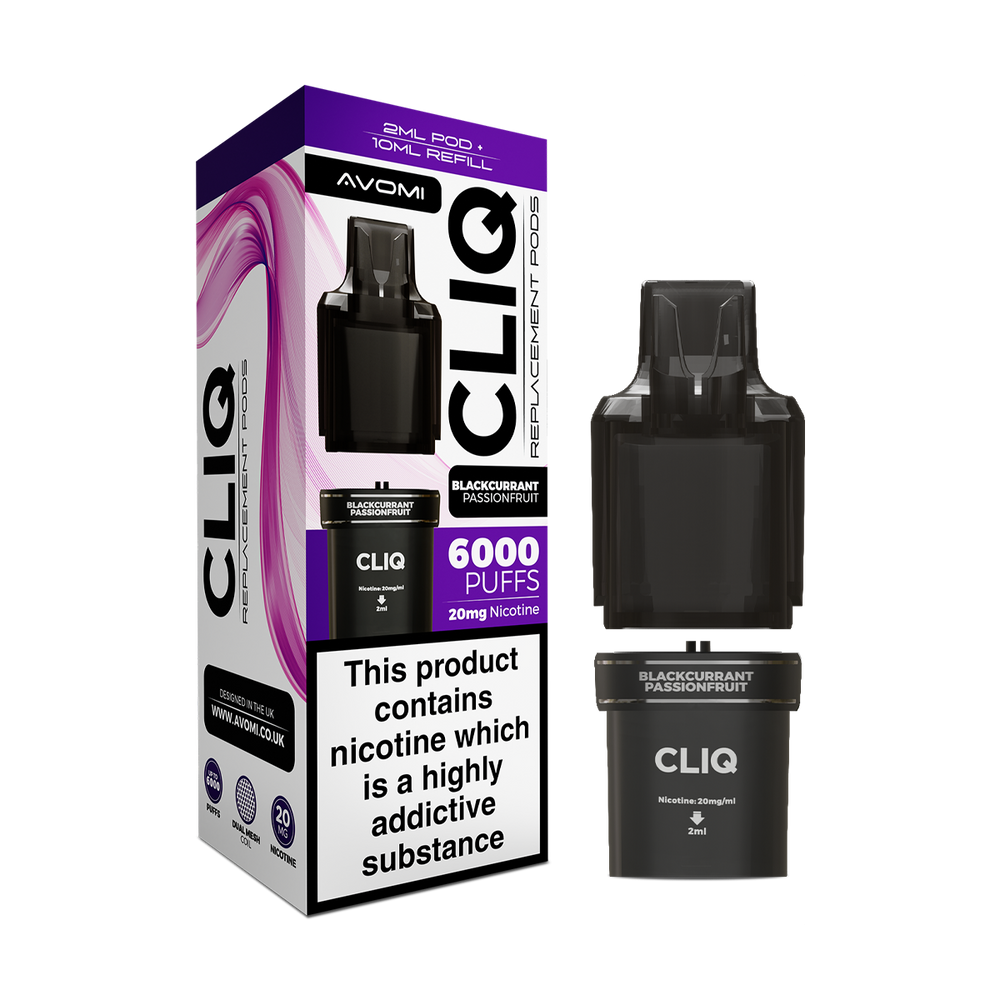 avomi cliq pods blackcurrant passionfruit