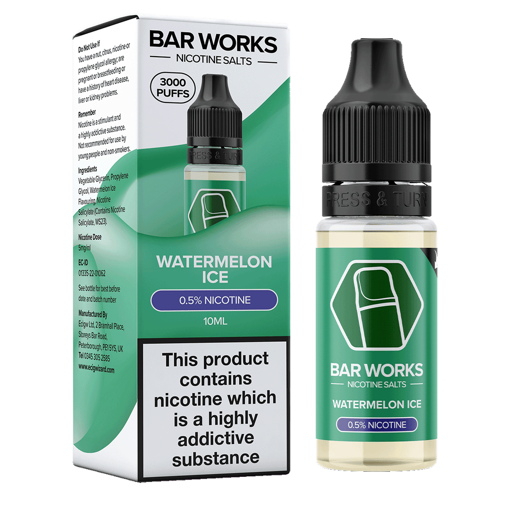 Watermelon Ice Nic Salt by Bar Works - 10ml Vape Shop Watermelon Ice Nic Salt by Bar Works - 10ml Vape Shop