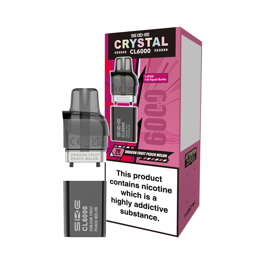 Dragon Fruit Peach Melon SKE Crystal CL6000 Pods Vape Shop Dragon Fruit Peach Melon SKE Crystal CL6000 Pods Vape Shop