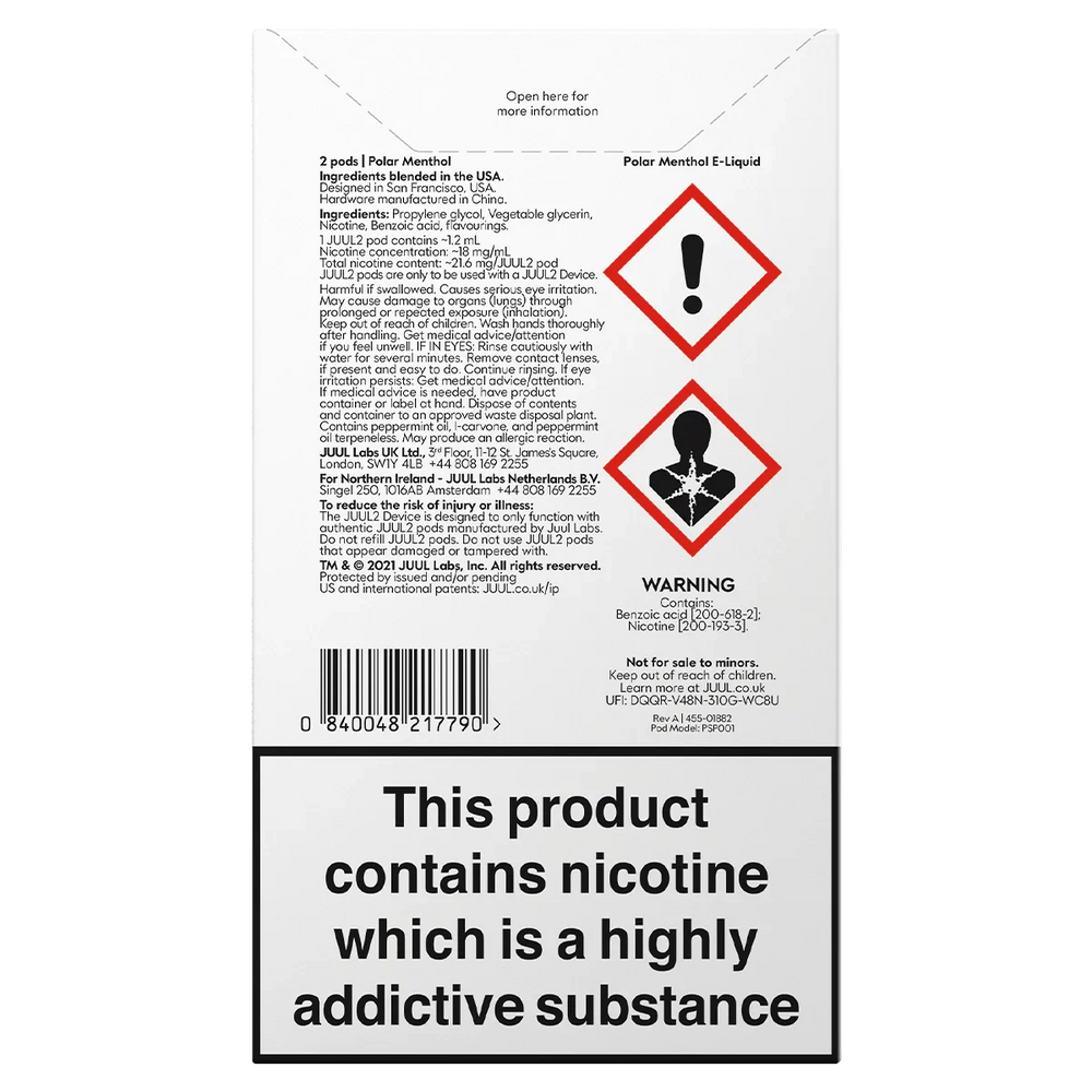 how much liquid does a juul pod hold JUUL2 Polar Menthol